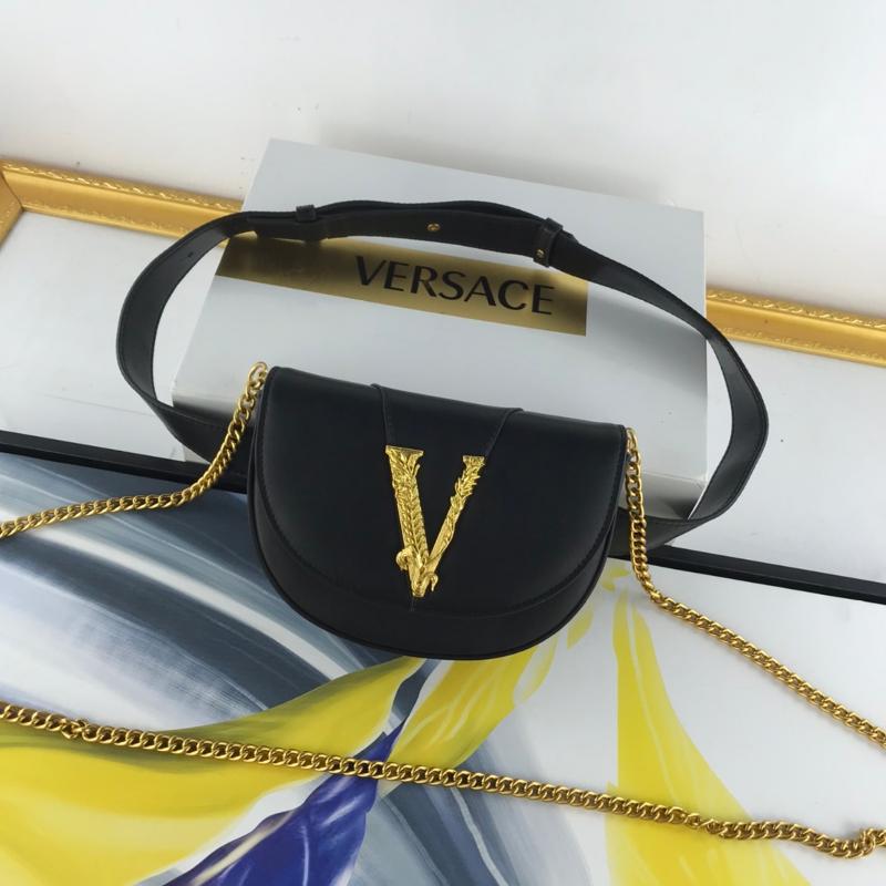 Versace Chain Handbags DV3G984 Plain Black